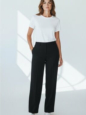 Liz Claiborne Women's 12 Wide Leg Trouser Pants Black High Waist Casual Office
